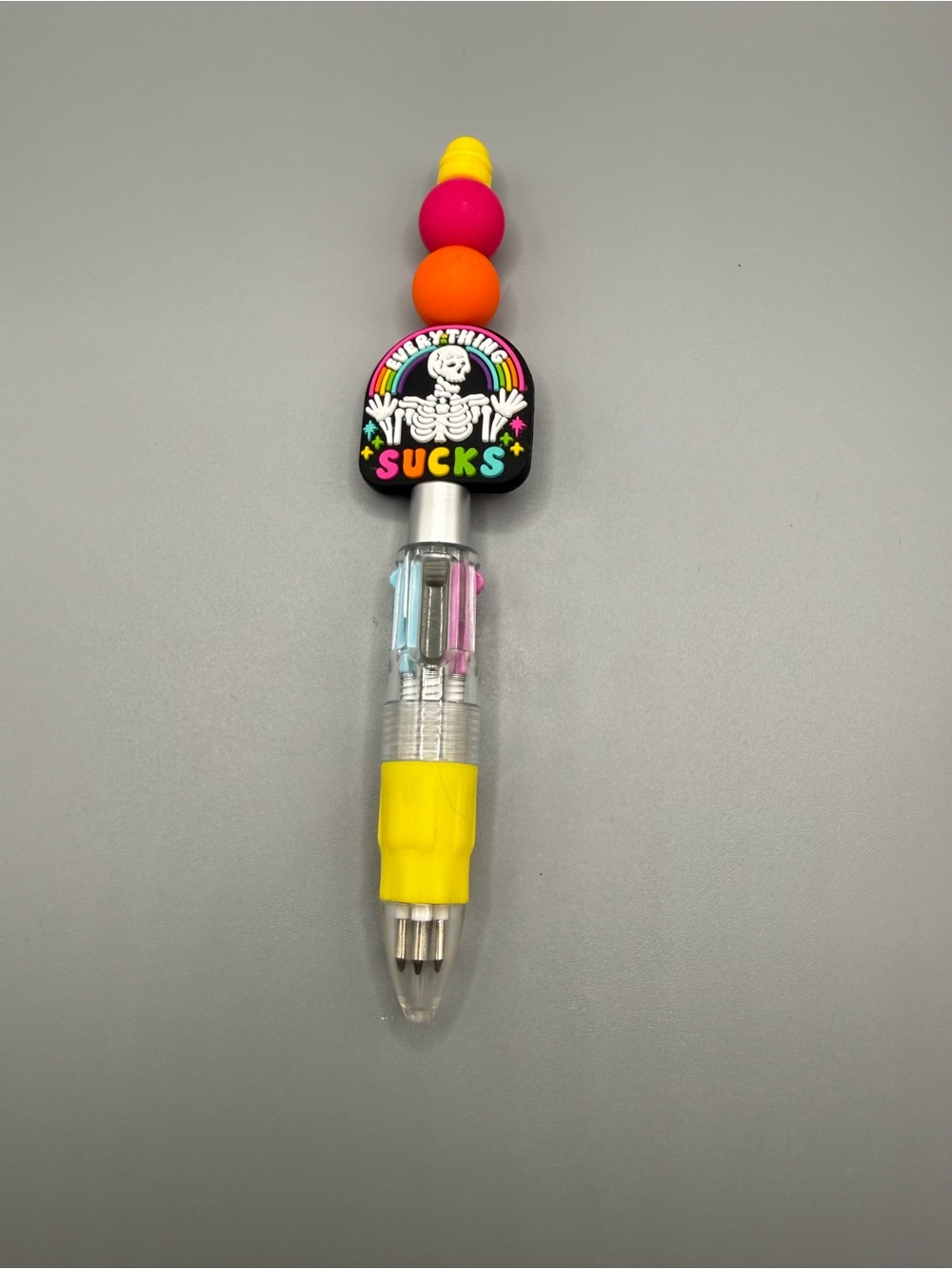 Multicolor Multi-Pen with Yellow Grip  - Handmade #O0146C